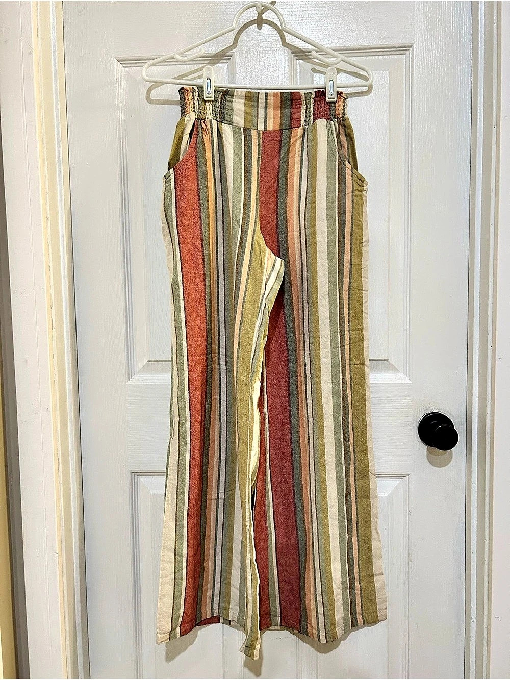 S Cato Wide Leg Pants Striped Wide Linen Leg Pants